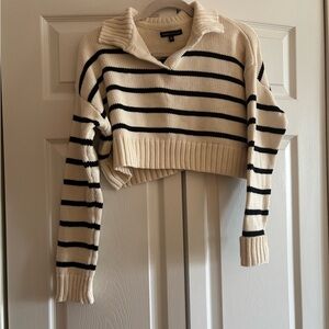 Kendall & Kylie Cream and Black Cowl Neck Sweater